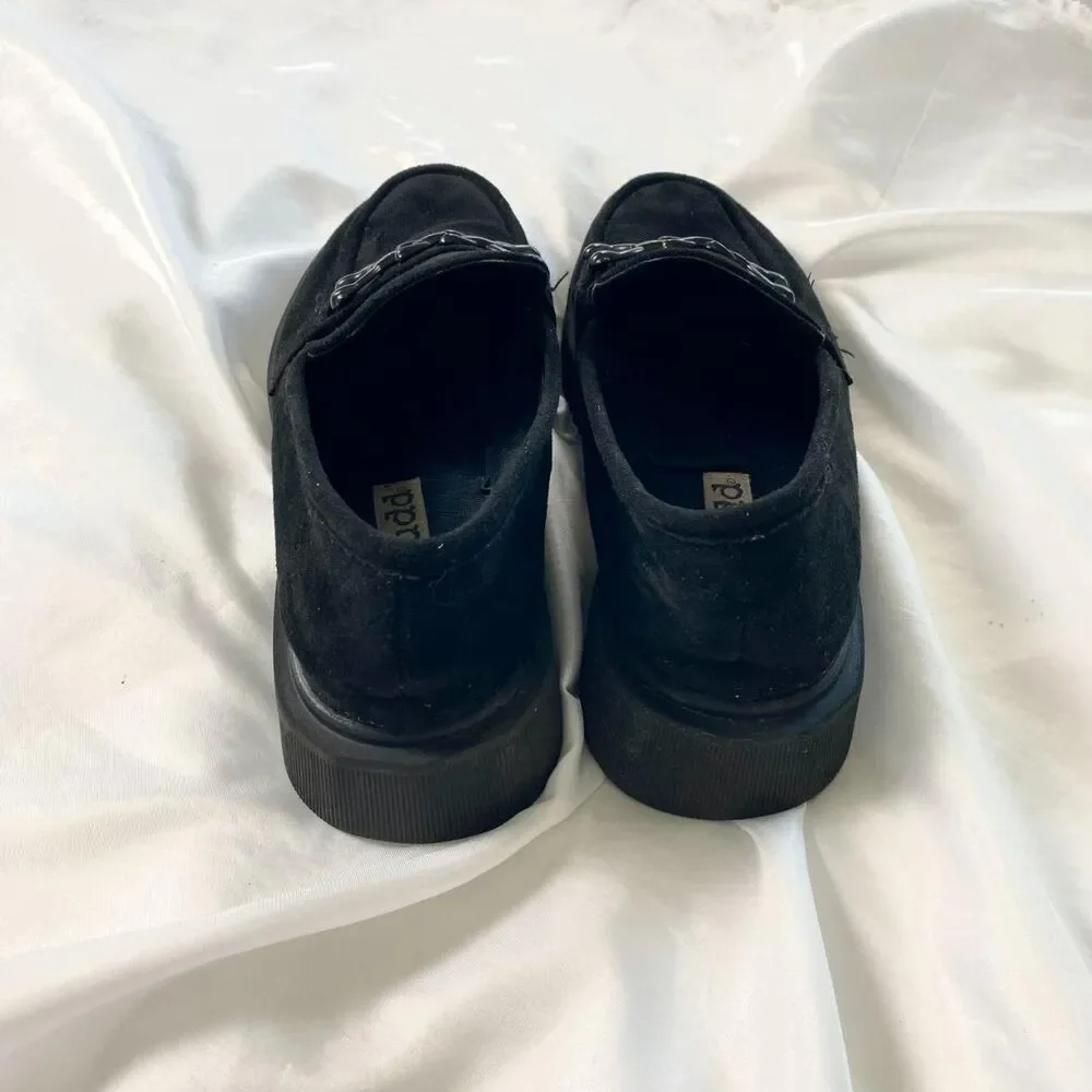 Vintage Y2K Chunky Black Chain Detail MUDD Suede Loafers Size US 8.5